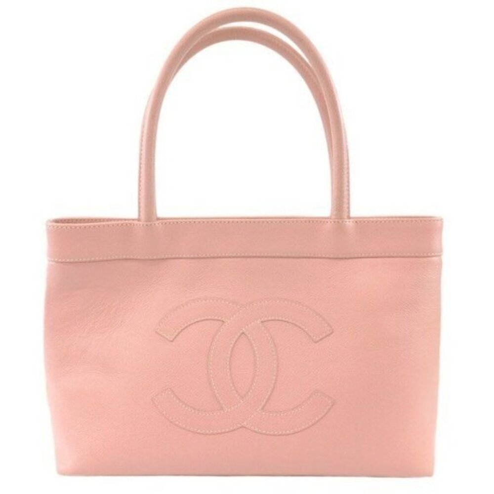 Authentic CHANEL CC Timeless Caviar Logo Shoulder Tote Bag Pink Leather Purse - Picture 2 of 12